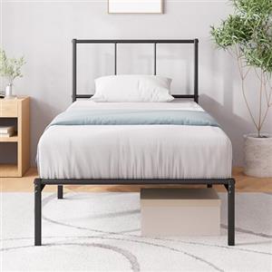 Zinus Justin Rete Letto Singolo 80x190 cm con Testiera in Metallo - Struttura Letto con Doghe in Metallo Incluse - Altezza 30 cm con Spazio Sottostante - Facile da Montare - Nero