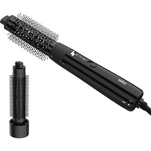 Braun Air Styler AS1.5, compatta, spazzola termica modellante e spazzola a setole rigide, 300W, 3 impostazioni di calore/velocità, Nero lucido, BRAS150E