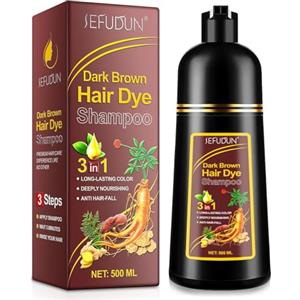 Generico Shampoo Colorante Nero Donna Uomo, 500ML per Capelli 3 in 1, Black Hair Dye, Colorante Capelli Bianchi, Shampoo Capelli Colorati Tintura Capelli Istantanea (Marrone Scuro)