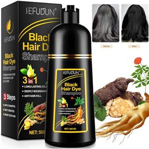 Generico Shampoo Colorante Nero Donna Uomo, 500ML per Capelli 3 in 1, Black Hair Dye Shampoo, Colorante Capelli Bianchi, Capelli Colorati Tintura Capelli Istantanea (Nero)