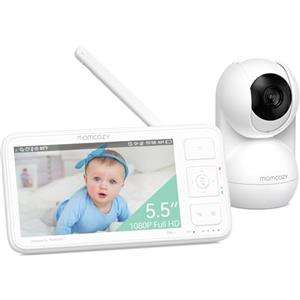 momcozy Baby Monitor Video 5.5" Full HD 1080P con Telecamera Senza WiFi, Visione Notturna, Batteria 5800mAh, Audio Bidirezionale, Portata 500m, BM03