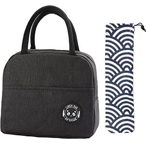 Binoster Borsa termica per il pranzo da donna con ampia apertura, resistente all'acqua e a prova di perdite, organizer da pranzo per uomini e ragazze, per picnic, lavoro all'aperto, colore: nero