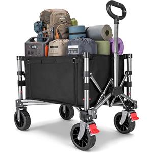 YEAUPE PRO Carrello con Ruote Portatile - 70L, 50kg carico max. - Pieghevole, con zip laterale, rete e manico telescopico - Ideale per campeggio, ufficio e casa - Nero Carbone