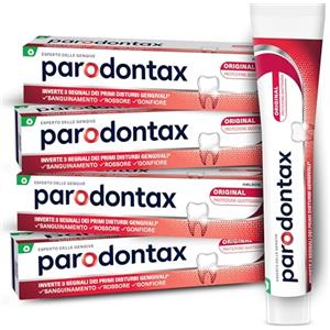 Parodontax Dentifricio Original, per Gengive Sane e Denti Forti, Uso Quotidiano, Alito Fresco, Gusto Migliorato, 4 x 75ml