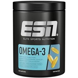 ESN Omega-3, 300 capsule, EPA e DHA ad alto dosaggio, 1200 mg di EPA e 900 mg di DHA per porzione - prodotto in Germania