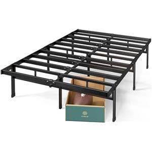 Zinus Justin Rete Matrimoniale 160x190 cm - Struttura Letto con Doghe in Metallo Incluse - Altezza 36 cm con Spazio Sottostante - Facile da Montare - Nero