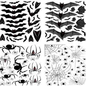 EIHI 114 Pz Decorazioni Halloween Pipistrelli Adesivi Decorazione 3D di Pipistrelli di Halloween per Parete Finestra Porta Forniture per Feste 4 Dimensioni