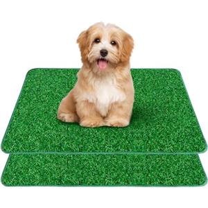 BUERPINKING 2 pezzi di toilette per cani con erba sintetica, toilette per cuccioli e cani, sostituibile con erba sintetica per esterni, lettiera per cuccioli riutilizzabile per cani di taglia piccola e grande, 36