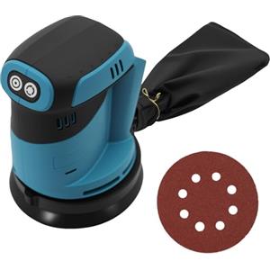 CeyKvo Levigatrice orbitale da 125 mm con 6 livelli di potenza, compatibile con batteria Makita da 18 V, levigatrice orbitale per levigare, lucidare e levigare superfici (senza batteria)