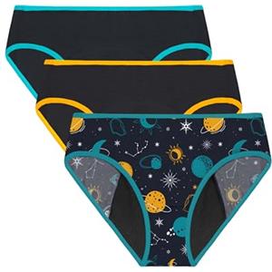 Neione Ragazza Mutande Ciclo Mestruale Flusso Abbondante Slip Mestruali Adolescenti Hipster Pacco da 3 Galaxy 9-10 Anni