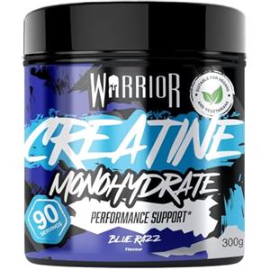 Warrior Creatina Monoidrata Micronizzata in Polvere 300g - Integratore Puro al 100% per Forza, Resistenza e Recupero Muscolare - Creatina Ultra Premium Senza Additivi (Lampone Blu)