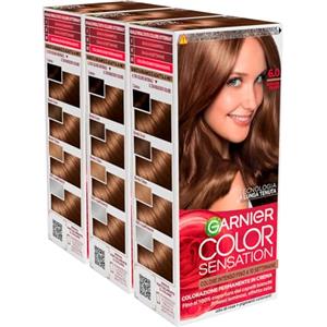 Garnier Color Sensation Colorazione Permanente in Crema Lunga Durata con Olio di Rosa Copre il 100% dei Capelli Bianchi Colore 6.0 Biondo Scuro - 3 Tinte