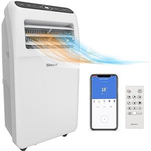SHINCO Aria Condizionatore Mobile Wifi 12000 BTU/h, Eco R290, 3,5 kW, 4 in 1 Raffreddamento, Riscaldamento, Ventilatore, Deumidificatore, Bianco
