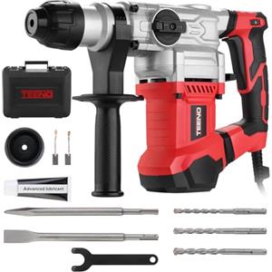 TEENO Martello Demolitore SDS-Plus 1500W, Martello Perforatore 7J, 4 Modalità, 1000RPM, 4500BPM, Cavo da 2 Metri, Frizione di Sicurezza e Tecnologia Antivibrante