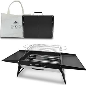 Charmline 51x35cm Griglia a Carbone Portatile Pieghevole, Barbecue Carbonella PortatileCompatta per Uso Esterno, Griglia BBQ per Campeggio, Picnic, Giardini e Feste in Spiaggia, Nero, Max