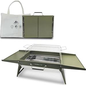 Charmline 51x35cm Barbecue Carbonella Portatile, Barbecue da Tavolo, Barbeque Esterno, Adatto per Giardini, Spiagge, Prati e Piani d'appoggio, Verde, Max