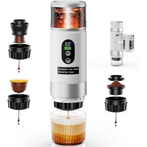 reffmov Macchina Caffe Portatile, Caffettiera Portatile 3-in-1 con batteria 2 x 7500 mAh,20 Bar, Autoriscaldante,USB-C,Piccola Macchina da Caffè 3 in 1 con Caffè Macinato e Capsule (NS & DG) per Camper