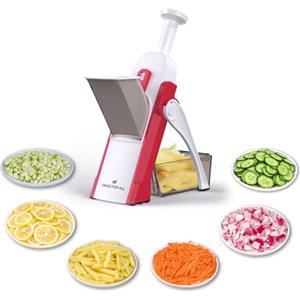 ONCE FOR ALL Mandolina Affettatrice di verdure Spessore regolabile Patate Cipolla Chopper Kitchen Chopping Artifact Multifunzionale Cutte (Pavo rosso)