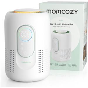 Momcozy Purificatore d'Aria per Cameretta, 4 Filtri HEPA H13 + Carbone Attivo, Monitor PM2.5 in Tempo Reale con Display 3 Colori, Sleep 21 dB, Luce Notturna Dimmerabile
