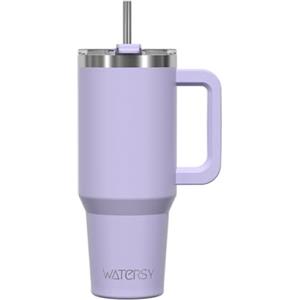 WATERSY 891ml Tazza Termica con Manico, 30oz Tazza Mug Viola in Acciaio Inox, Thermos da Caffè con Cannuccia, Doppia Parete per Caldo 6 Ore/Freddo 12 Ore, per Palestra, Auto e Viaggio