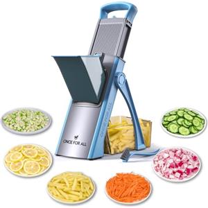 ONCE FOR ALL Mandolina Affettatrice di verdure Spessore regolabile Patate Cipolla Chopper Kitchen Chopping Artifact Multifunzionale Cutte (Tre generazioni blu)