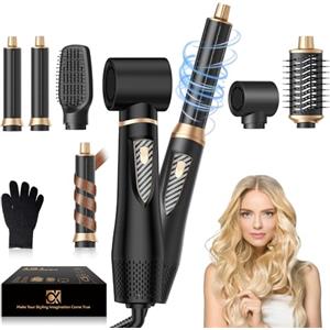 UMIGA Nuovo Set Airstyler 5 in 1, Pro arricciacapelli ad aria da 32 mm, spazzola per asciugacapelli 1000W, 3 temperature e velocità del vento, spazzole per asciugare, arricciare e lisciare i capelli