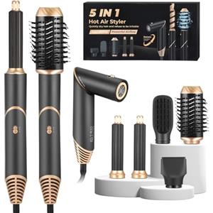 Aofesel Air Styler e Spazzola Asciugacapelli 6 En 1, Spazzola Ad Aria Calda Per Capelli, Spazzola Rotante Per Capelli, 6 Accessori, Tecnologia A Ioni