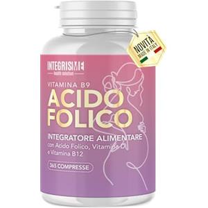 INTEGRISME Acido Folico 400μg Con Vitamina B12 E D3 | 365 Compresse | Supporto a Energia, Immunità e Benessere Quotidiano