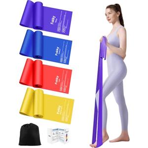 Fokky Elastici Fitness [Set di 4], 1.8M Elastico Fitness con 4 Livelli di Resistenza, Elastici Palestra con Borsa per il Trasporto, Bande Elastiche Fitness per Pilates Yoga Fitness Crossfit