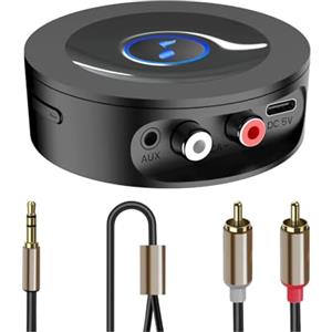 BLACKHORSE Ricevitore Bluetooth 5.2 HiFi, Adattatore Bluetooth AUX per Stereo Casa, Altoparlante, Amplificatore HiFi, con Jack 3,5mm / RCA, Lunga Portata, Audio HD e Bassa Latenza