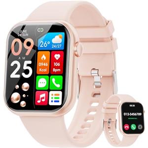 Hwagol 2023 Smartwatch Uomo Donna,1,85' Schermo Orologio Smartwatch con Chiamata Bluetooth e Risposta Vivavoce con Contapassi,Cardiofrequenzimetro da Polso,Orologio Fitness per Android iOS,Pink