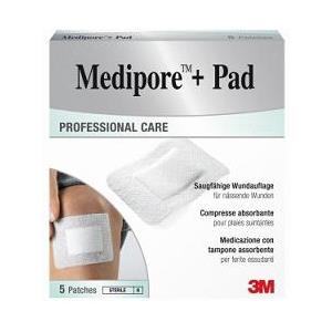 3M Medipore Pad Cerotto Medicazione Sterile 10x20 cm - 5 Pezzi, Con Tampone Assorbente