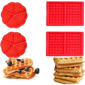 VOARGE 4 stampi in silicone per cialde e dolci, a forma di cuore e rettangolari
