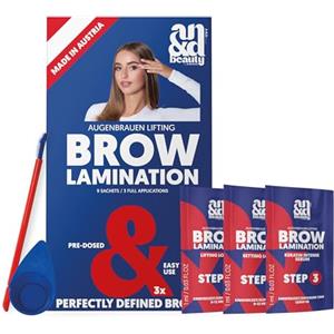 Andmetics ANDbeauty Brow - Kit di laminazione per sopracciglia per la casa - 3 applicazioni, bustine preporzionate, risultati professionali, lunga durata fino a 4 settimane, prodotto in Austria, vegano