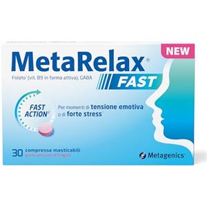 Metagenics MetaRelax Fast - Supporta la funzione psicologica - Con GABA, folato attivo (MTHF) e magnesio, 30 compresse masticabili
