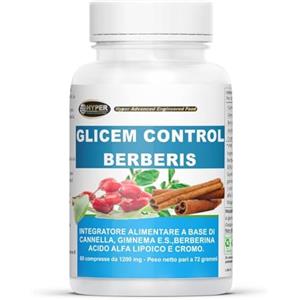 Hyper Glicem Control Berberis 60 Cpr - Integratori per Glicemia con Berberina, Gymnema, Cannella, Acido Alfa Lipoico e Cromo Picolinato - Metabolismo dei Carboidrati - Made in Italy
