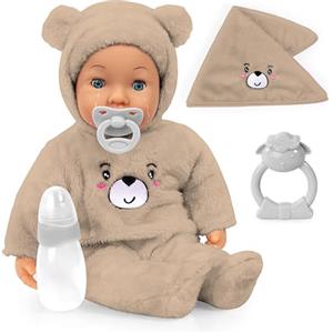 Bayer Design 94230AB Bambola per bambini, piange lacrime vere, occhi addormentati, corpo morbido, accessori, 42 cm