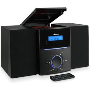 Denver MCA-240 - Impianto stereo casa con lettore CD HiFi, radio FM, sveglia doppia, AUX, telecomando incluso - Mini stereo compatto per casa
