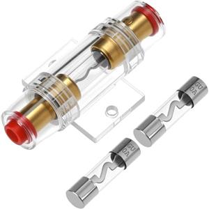 QWORK® 1 Pz Portafusibili in Linea con 2 Pz Fusibili AGU 80A per Compressori Amplificatori Audio per Auto