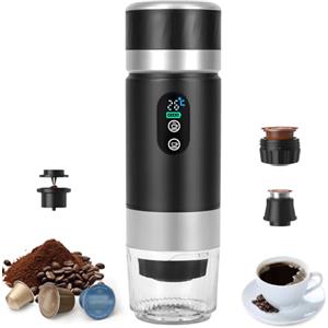 Umisu Macchina da Caffè a Capsule Portatile, 3 in 1 - Macchina per Caffè Espresso a Capsule e Caffè Macinato, Elettrica con Riscaldamento Rapido per Ufficio, Viaggi, Campeggio e Casa (Nero)