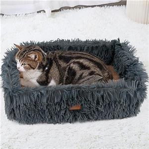 TIGOADT Cuccia Gatto Letto Peloso con Tappeto Tiragraffi per Gatti Cartone Ondulato,Grattino Gratta Unghie Accessori per Gatti Adulti in Casa Interno,Cat Scratcher Bed Antiscivolo (Grigio)