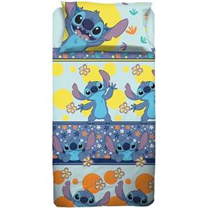 HERMET Completo Letto Singolo Disney Stitch - 100% Cotone, 3 Pezzi con Lenzuolo e Federa