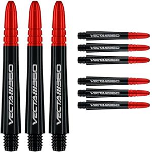 WINMAU Asta del dardo - Vecta Policarbonato Steli di Freccette - 1 Set per Confezione (3 Freccette Aste in Totale) - Accessori Professionali per Freccette - Nero & Rosso Blade360 Aste Medie