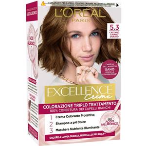L'Oréal Paris Excellence Crème Tinta Permanente Castano Chiaro Dorato 5.3 - Nutriente e a Lunga Durata