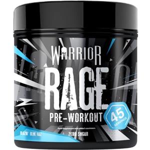 Warrior Rage Pre Workout 392 g - Integratore Energetico con Creatina, Beta Alanina, Caffeina e Vitamine per Energia, Focus e Prestazioni - 45 porzioni (Blazin' Blue Razz)