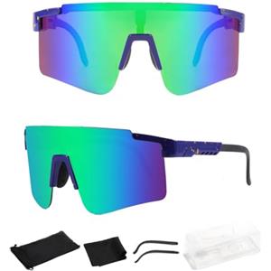 HNLMZ Occhiali da Ciclismo Polarizzati,Sport all'aperto occhiali da sole,Occhiali da Ciclismo Occhiali da Sole Per uomo Donna per Ciclismo, Corsa, Pesca, Guida, Sport All'aperto(Blu Verdastro)