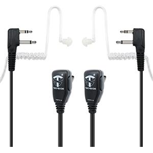 TECHSIDE Microfono Auricolare Pneumatico Trasparente (2 Pz) | 2 pin Midland | Radio ricetrasmittenti | Compatibile G7 pro G8 G9 pro M24 M24 plus M48 M99 G6 XT G7 XTR | Vigilanza Sicurezza SoftAir