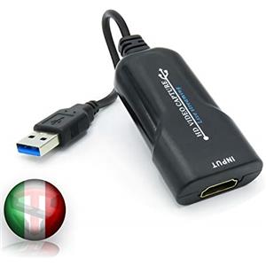 TechSide Scheda di acquisizione Video da HDMI a USB 3.0 | 2025 Windows 11 MacOs Catalina Android Linux | 1080p 60 Fps per DSLR Videocamera Action Cam Streaming