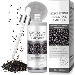 Abodiuss Black Rice Exfoliant - con niacinamide e arbutina | Peel Shot Glow Rice Ampoule Duo peeling delicato | Riso peeling viso viso profonda idratazione | Rice Peel Glow Siero - 100 ml