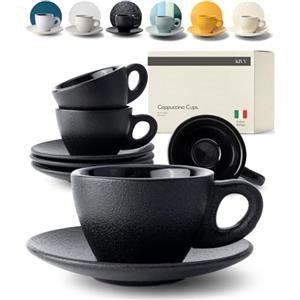 KIVY Set di 4 Tazze da Cappuccino in Gres Porcellanato Spesso da 170 ml per Latte Art e Bevande